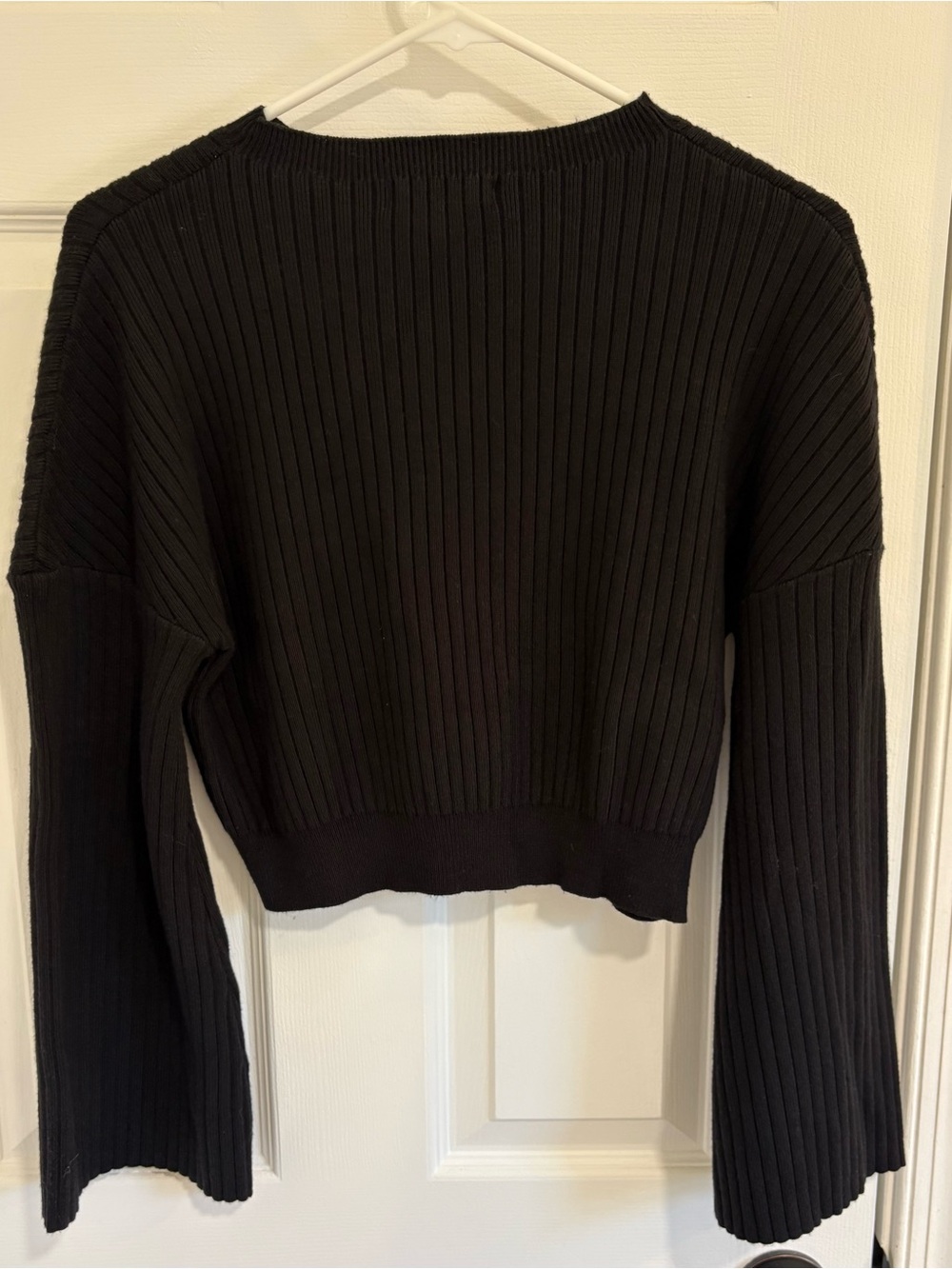 Lulu's Black Ribbed Cropped Crewneck Sweater - Picture 2 of 3